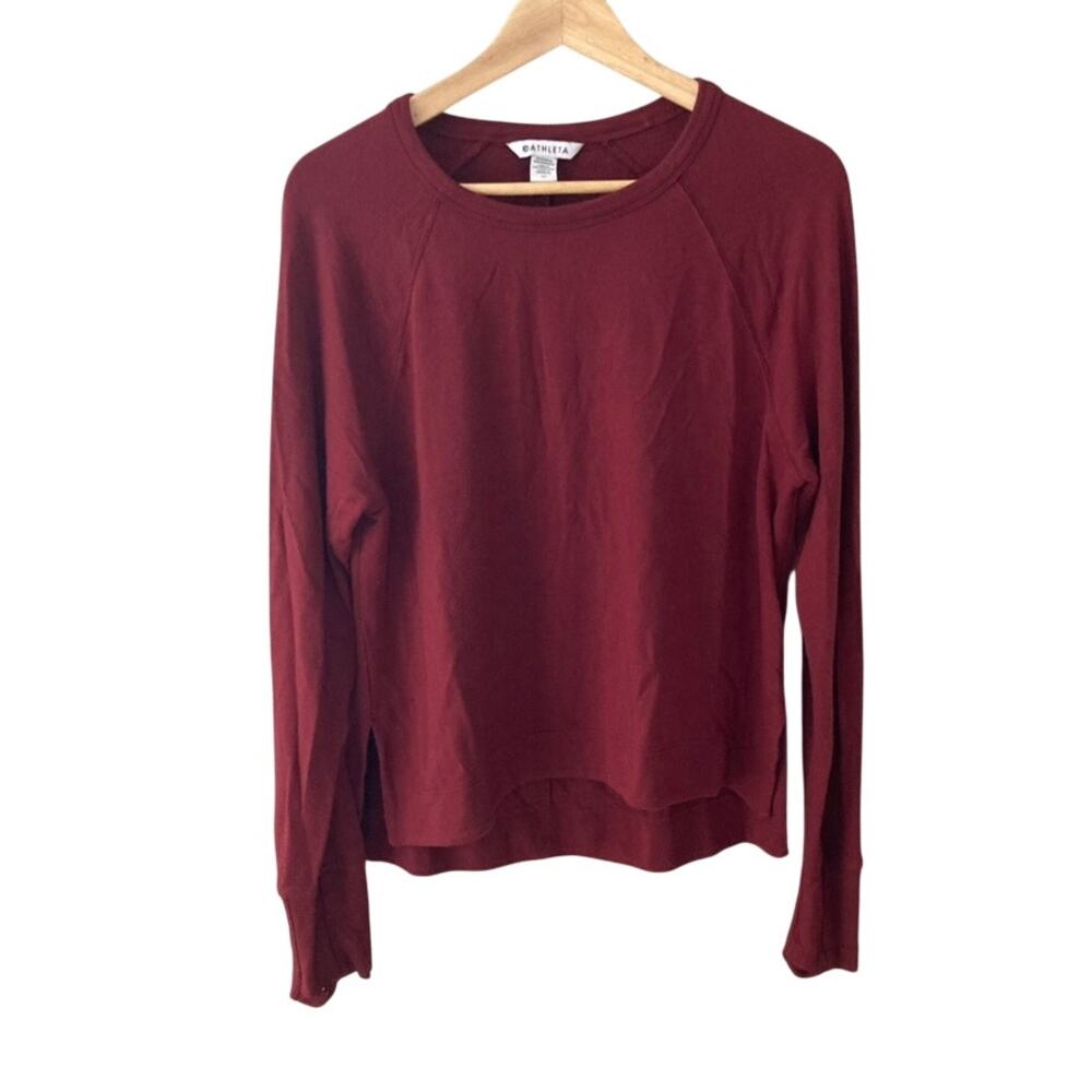 Athleta Coaster Luxe Recover Sweatshirt Redwood Burgundy Wine Medium